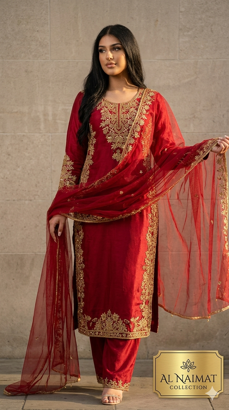 Al Naimat Collection – Traditional Elegance in Gold & Crimson
