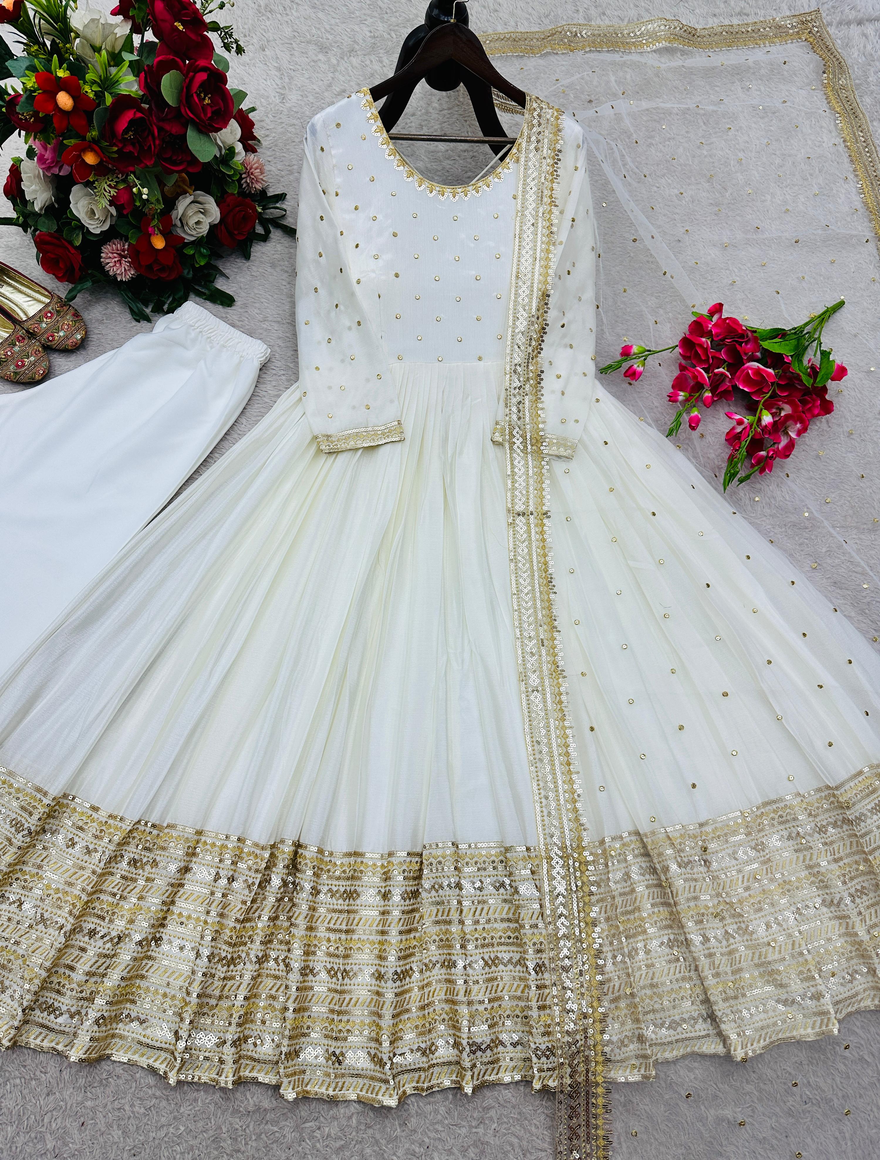 Ivory & Gold Designer Anarkali Suit Ivory & Gold Designer Anarkali Suit