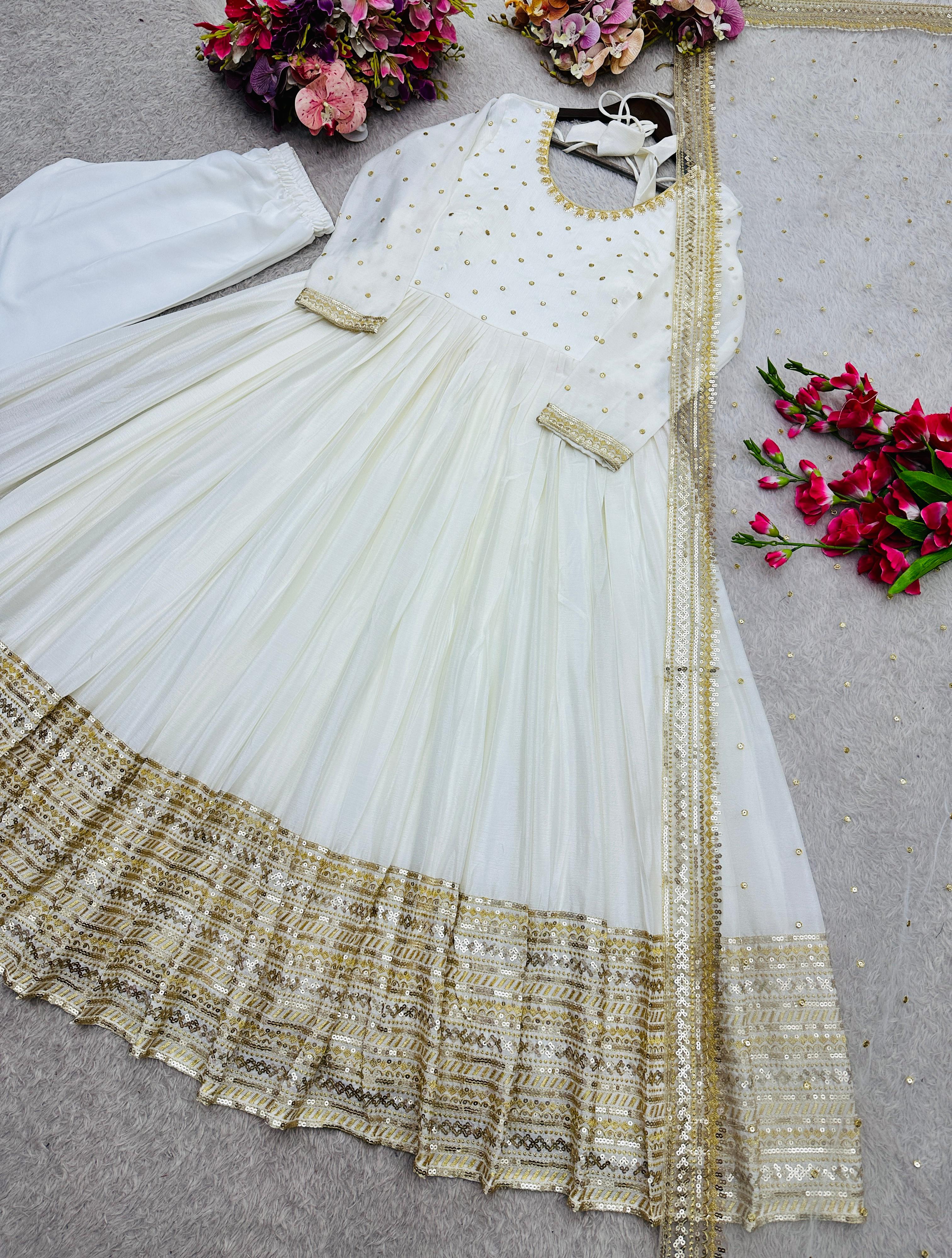 Ivory & Gold Designer Anarkali Suit Ivory & Gold Designer Anarkali Suit