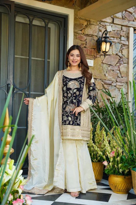 Velvet Bloom Sharara Set NC221
