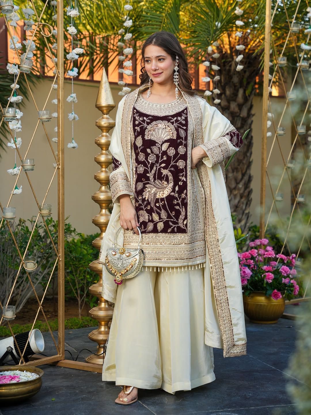 Velvet Bloom Sharara Set NC221