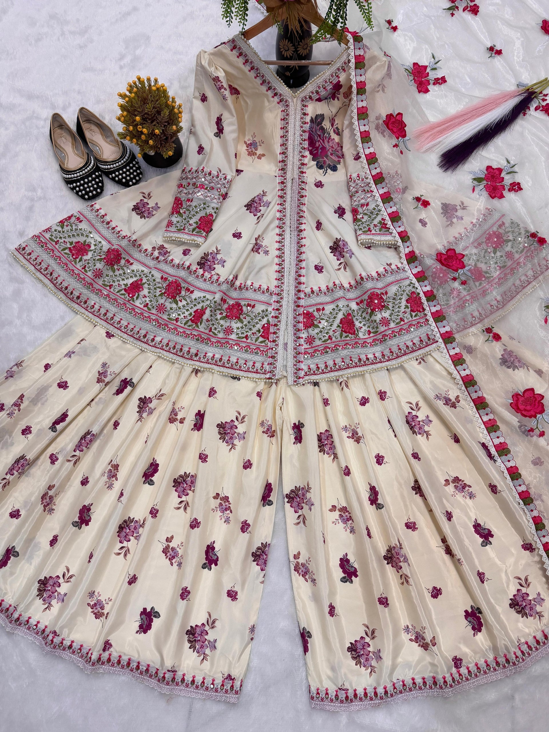 The Viral Floral Peplum Trend: Cream & Maroon Edition