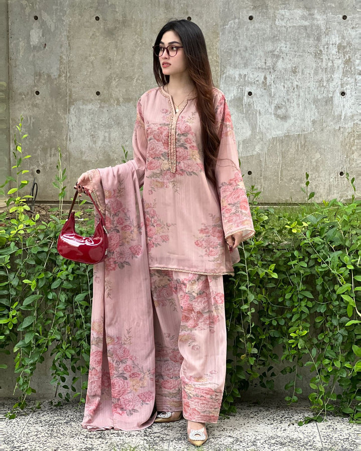 Pink Floral Farshi Salwar suit for women in UAE